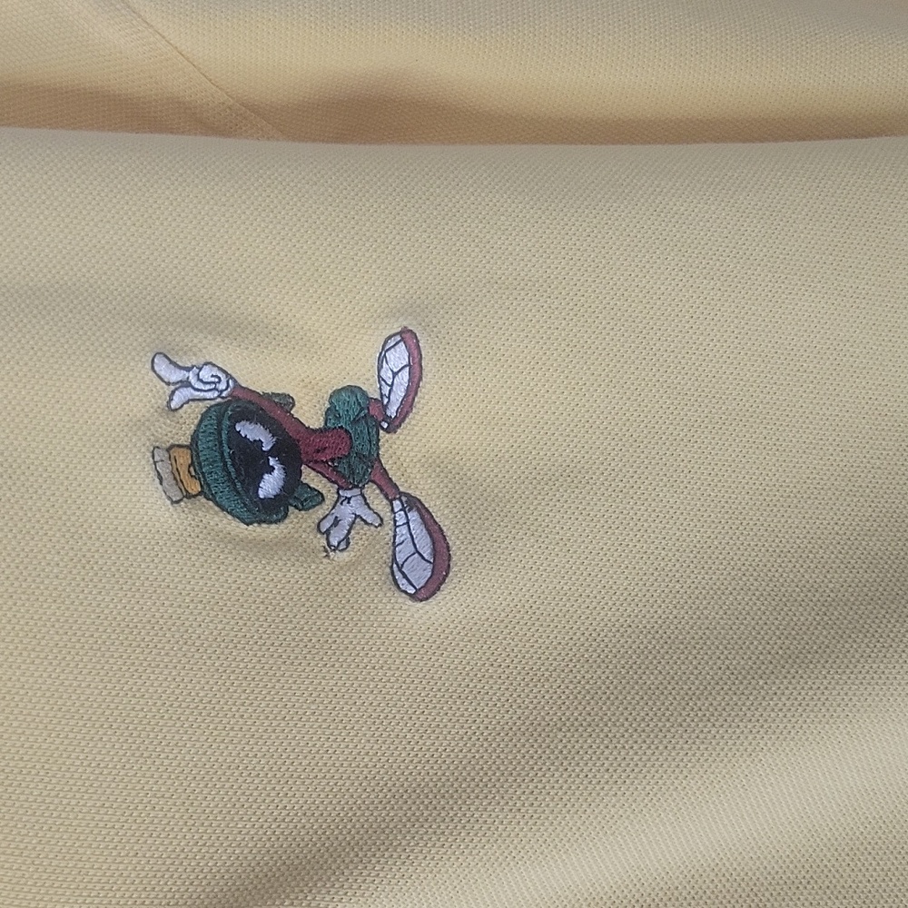 Warner Bros. Marvin The Martian Polo Yellow Shirt Looney Tunes Golf Men's XL - Picture 3 of 7